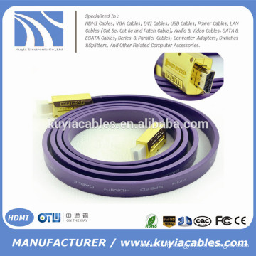 High Speed ​​hdmi 1.4v Support de câble plat 3D Ethernet